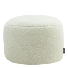 icon Iggy Borg Fleece Bean Bag Pouffe Off White Large Footstool White