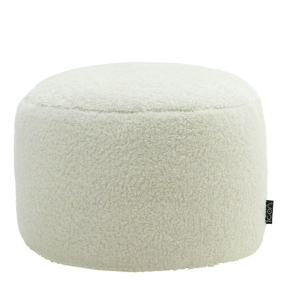 image 1 of icon Iggy Borg Fleece Bean Bag Pouffe Off White Large Footstool White