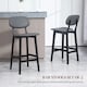 image 3 of HOMCOM Breakfast Bar stools Set of 2 with PU Leather Cover, Wood Legs, Dark Grey