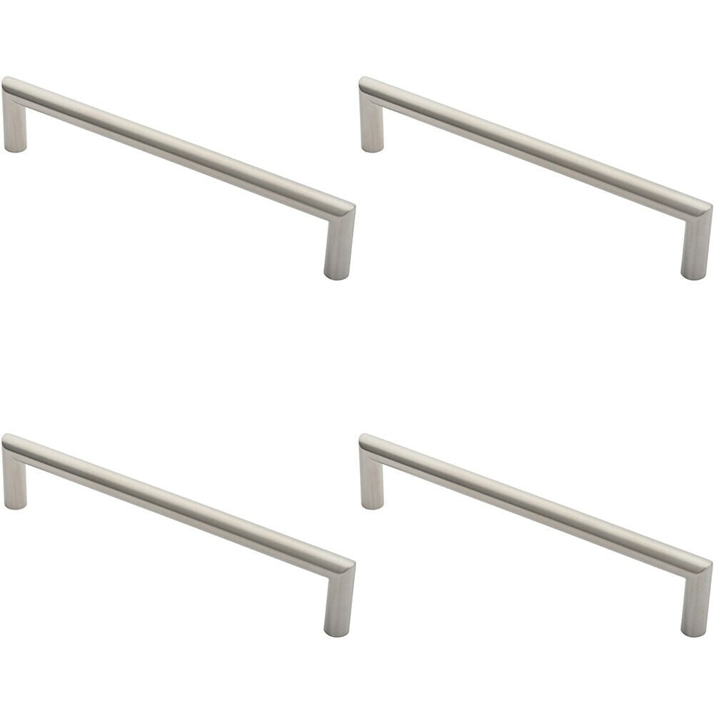 4x 19mm Mitred Pull Door Handle 300mm Fixing Centres Satin Stainless Steel
