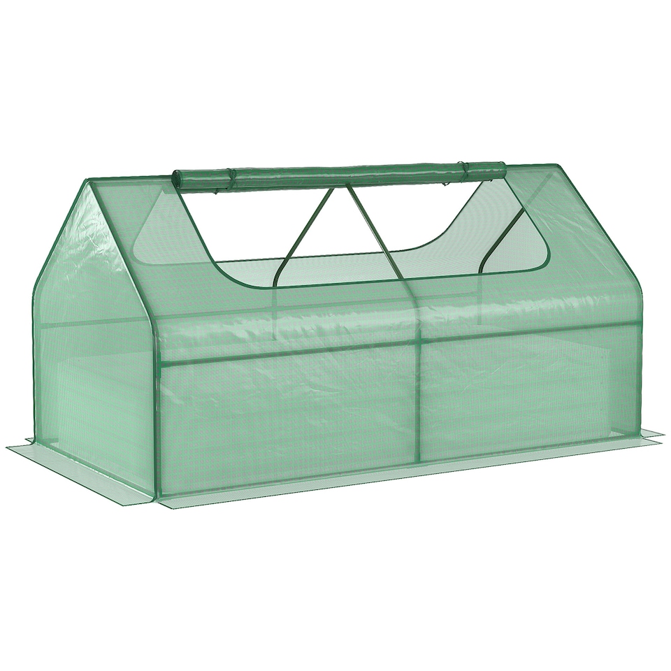 image 1 of Outsunny Raised Garden Bed Planter Box with Greenhouse, Large Window, Clear