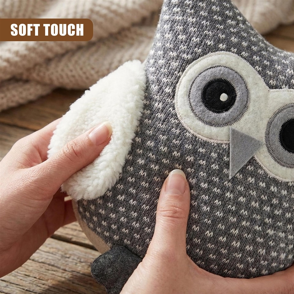 image 1 of GEEZY Novelty Owl Door Stop with Fluffy Wings, Soft Grey Decorative Stopper