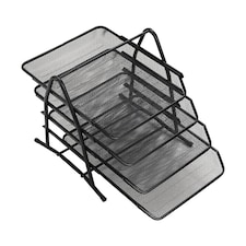 Living and Home 4-Tier Metal Document Holder Tray Rack - Black