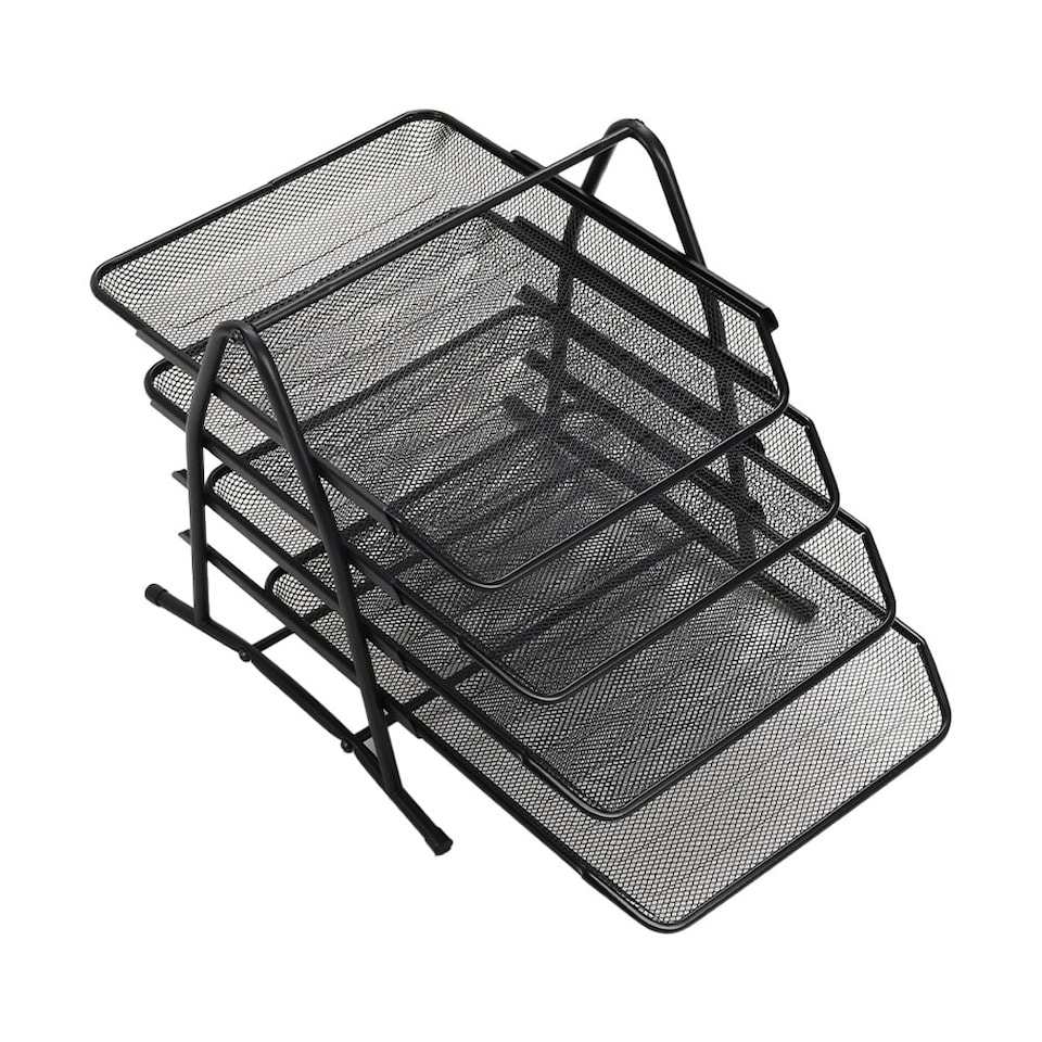 image 1 of Living and Home 4-Tier Metal Document Holder Tray Rack - Black