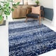 image 2 of KUKOON Navy Blue Striped Mottled Shaggy Area Rug 80cm x 150cm