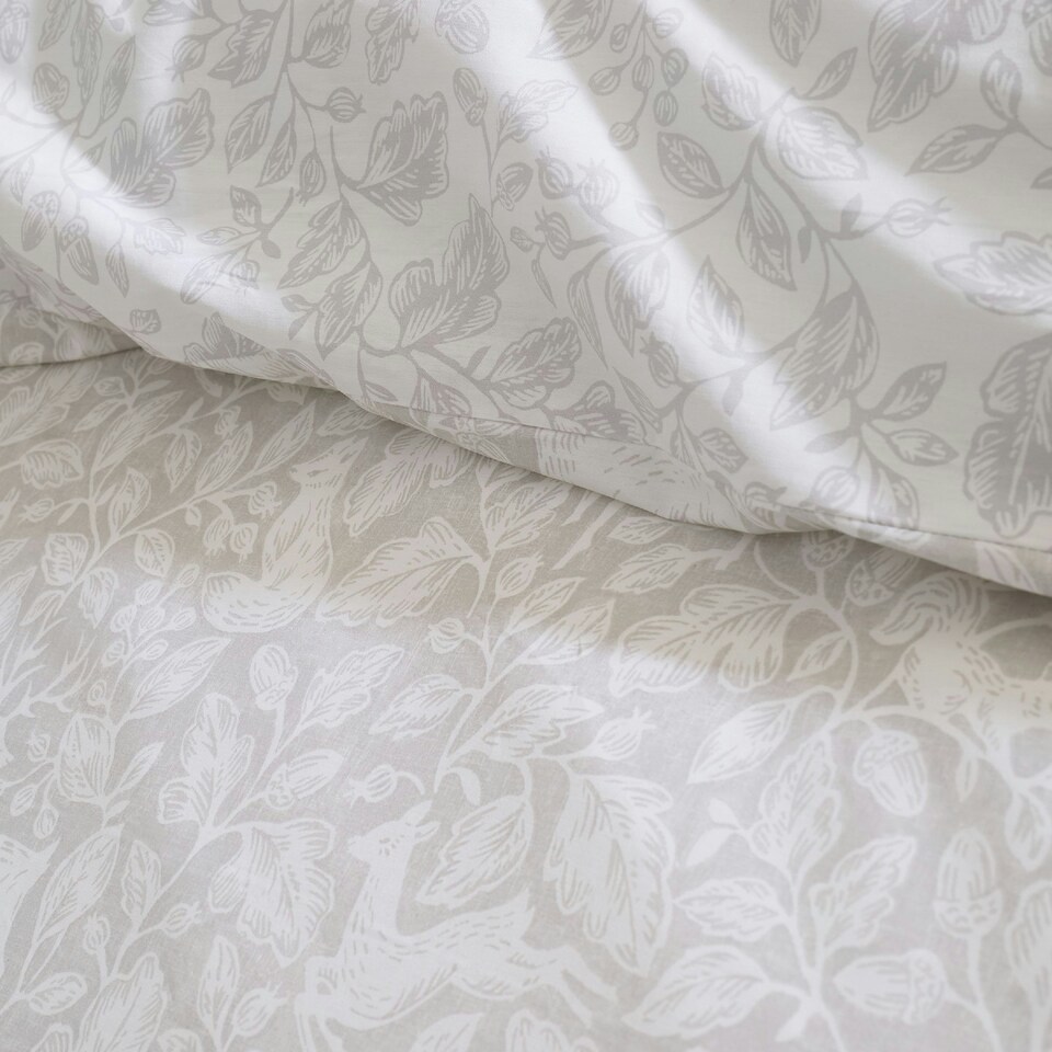 image 1 of Bianca Woodland 200 Thread Count Cotton Reversible Duvet Cover Set Natural Cream | Natural | King