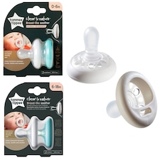 Tommee Tippee Closer to Nature Breast-Like Soothers 2 Pack | Orthodontic BPA Free Baby Dummies with Soft Skin-Like Texture | Newborn Baby Comfort Soothers
