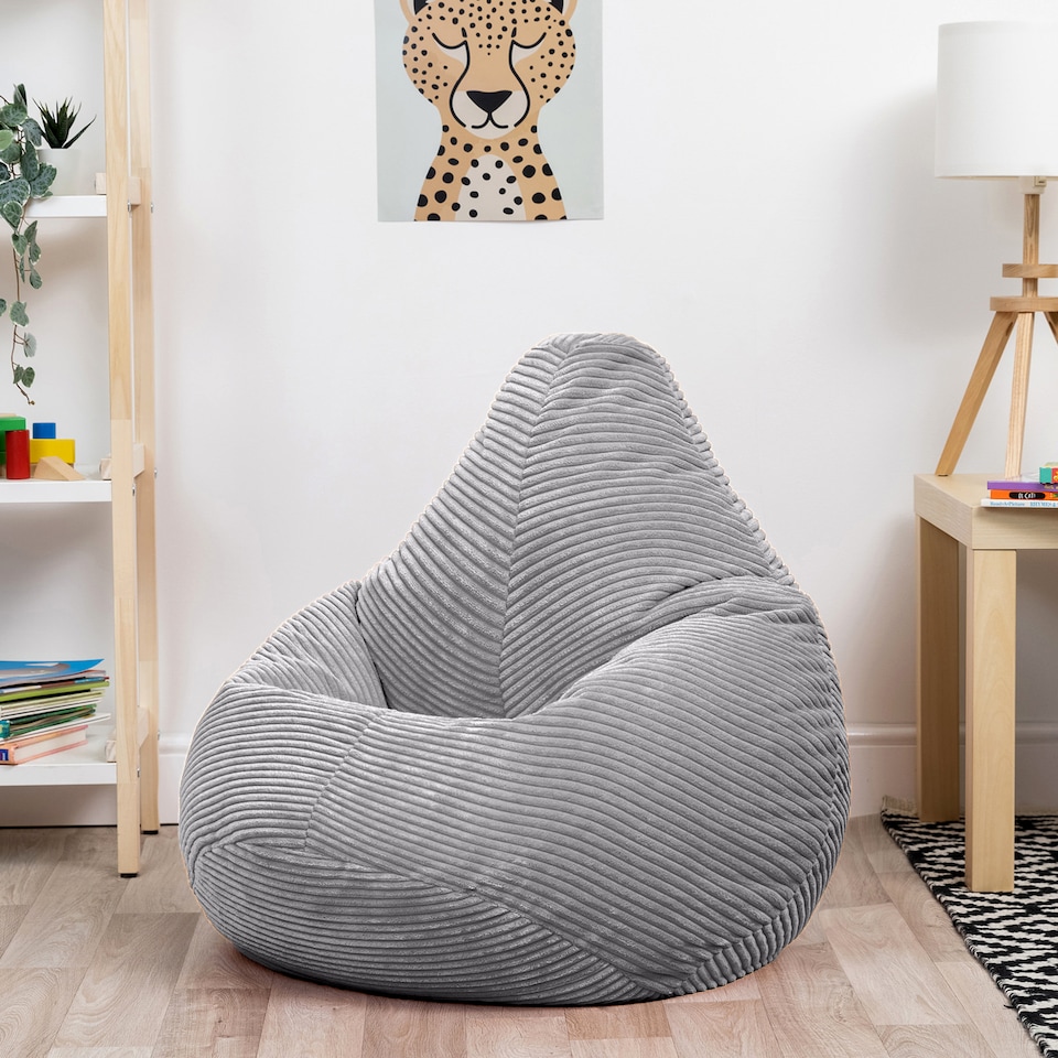 image 1 of Dalton Kids Beanbag Corduroy Light Grey Set of 2 | Grey | Light Grey | M | 2
