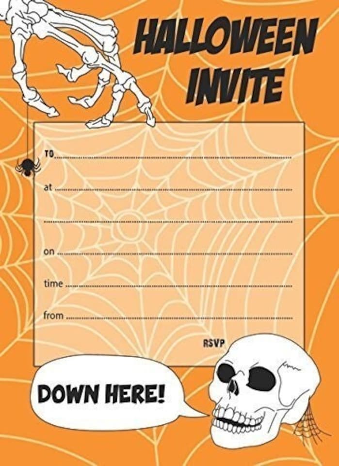 image 1 of Pack of 20 Quality Halloween Invitations with Orange Envelopes