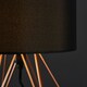 image 2 of ValueLights Angus Pair of Copper Metal Bed Side Table Lamps with Black Fabric Shades and LED Golfball Bulbs In Warm White Copper