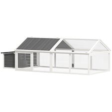 PawHut Wooden Chicken Run with Nesting Box, Openable Roof, for 4-8 Chickens