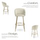 image 3 of Bar Stool Luana - with backrest, velvet look and padded - Set of 2 Cream | Gold