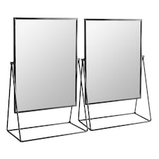 Harbour Housewares 32 x 50cm Rectangle Makeup Mirrors - Black - Pack of 2 - Dressing Table Mirror Bathroom Mirror Vanity Mirror Tabletop Mirror | Black | Black | 50 x 32 x 16.5 CM | 2