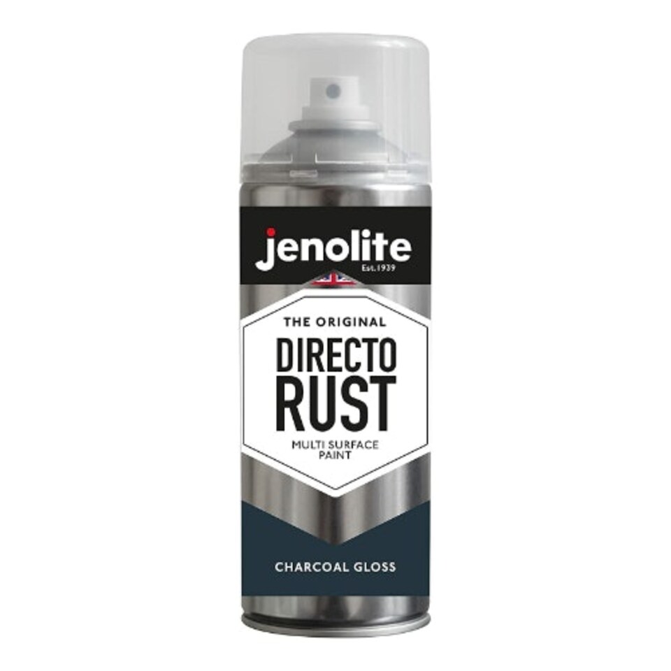 image 1 of Jenolite Directorust All-in-One Multi-Surface Paint - Charcoal Grey Gloss - 400ml Spray Can - 2-Pack
