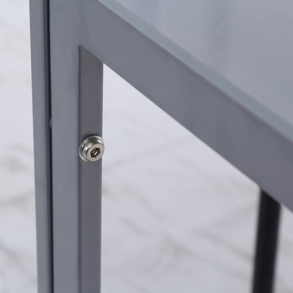 image 1 of HOMCOM Modern Square Dining Table with Tempered Glass Top Metal Legs for Kitchen