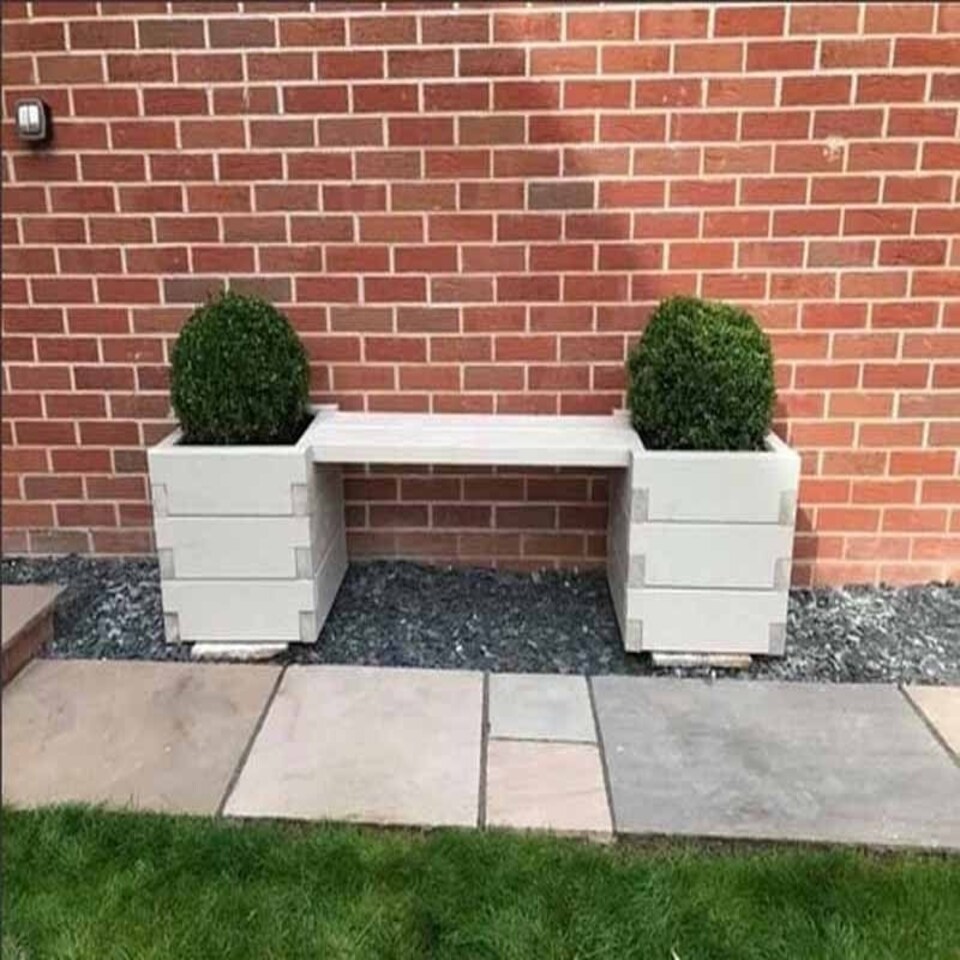 image 1 of Suffolk Double Planter Bench - Wood - L180 x W40 x H40 cm Brown