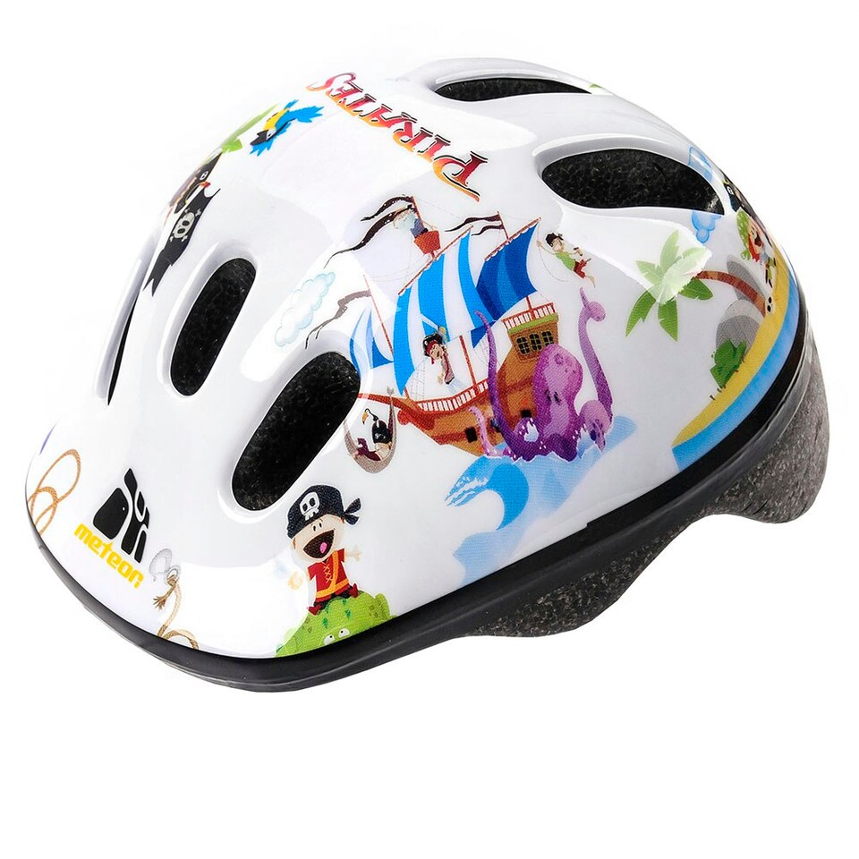 image 1 of Helmet for Kids Toddlers – Lightweight Adjustable Bike Helmet for Boys & Girls – Safety Crash Protection for Cycling, Scooter, Skateboard – MV62 White | Pirate | S