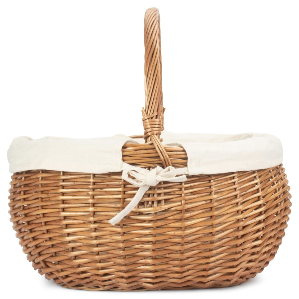 image 1 of Deluxe Wicker Shopping Basket White | White | L