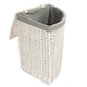 image 3 of Large Corner White Wash Laundry Hamper with Grey Sage Lining Grey | Grey