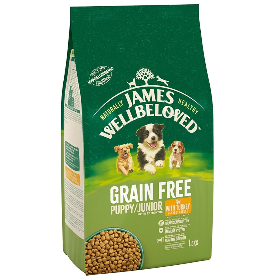 image 1 of James Wellbeloved Puppy Dog Grain Free Turkey Kibble Dog Food 1.5kg