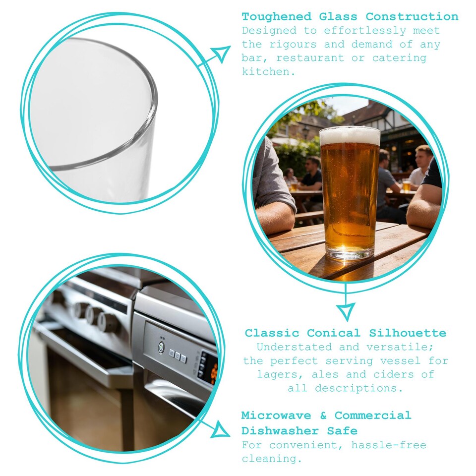 image 1 of Argon Tableware Conical Pint Beer Glasses - 568ml (20oz) - Pack of 24