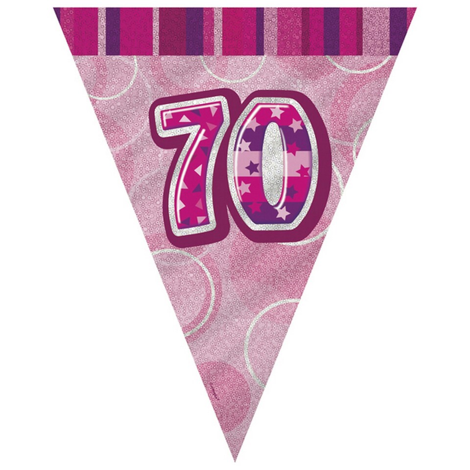 Unique Party Pink 70 Glitz Pennant Bunting - Pink - One Size