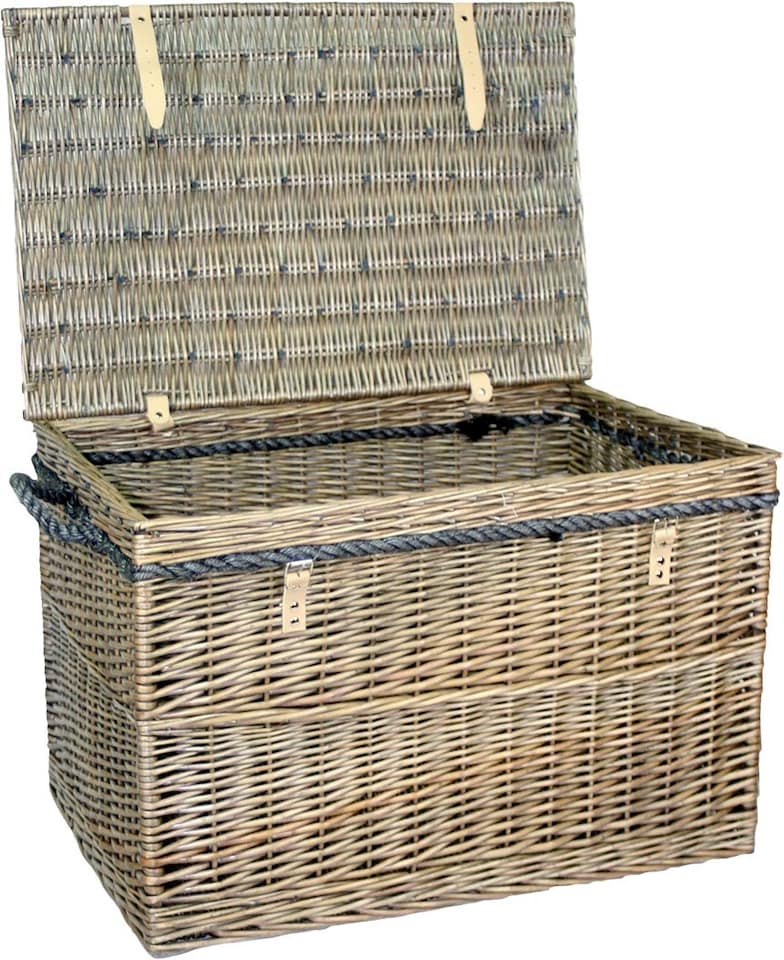 image 1 of Large Antique Wash Storage Wicker Basket | Brown | Brown | L