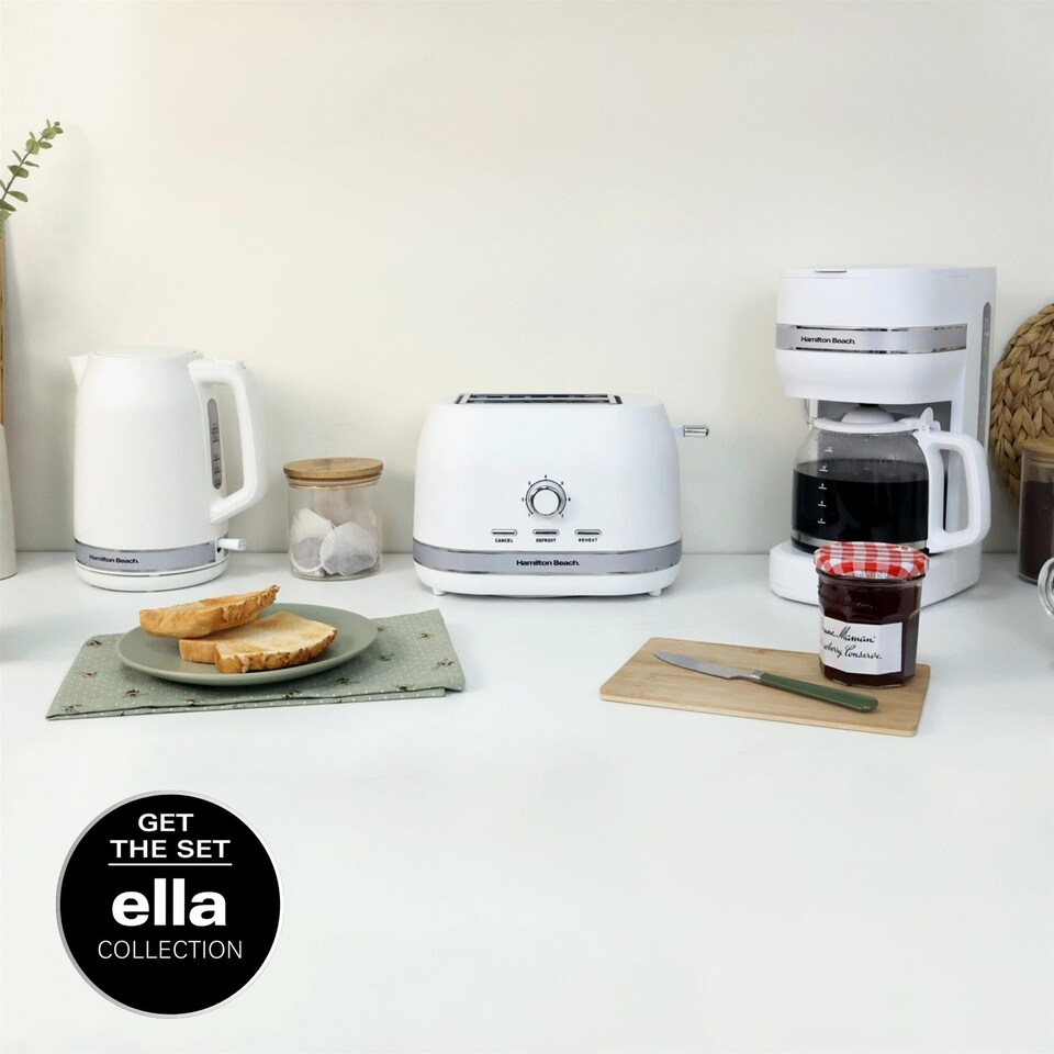 image 1 of Hamilton Beach Ella White Kettle & Toaster Set