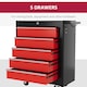 image 3 of HOMCOM Steel 5-Drawer Tool Storage Cabinet Lockable with Wheels Handle 2 Keys Garage Equipment Trolley Home Work DIY Workshop Chest Red | Red | Black | 1