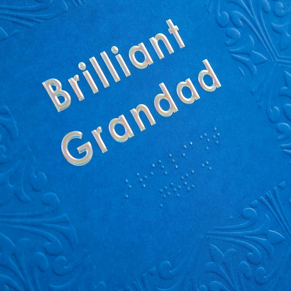 image 1 of Contemporary Patterned Design Braille Birthday Card for Grandad