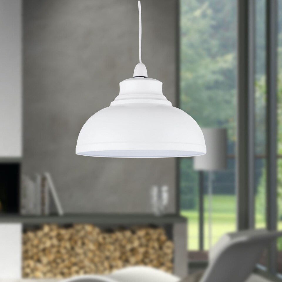 image 1 of Domed - Cream Easy Fit Metal Pendant Shade | White | Large | 1