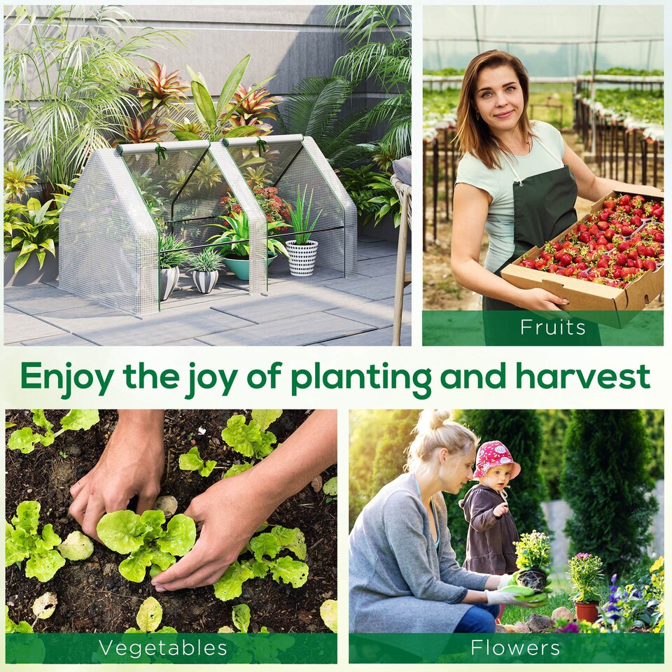 image 1 of Outsunny Mini Small Greenhouse with Steel Frame & PE Cover & Window