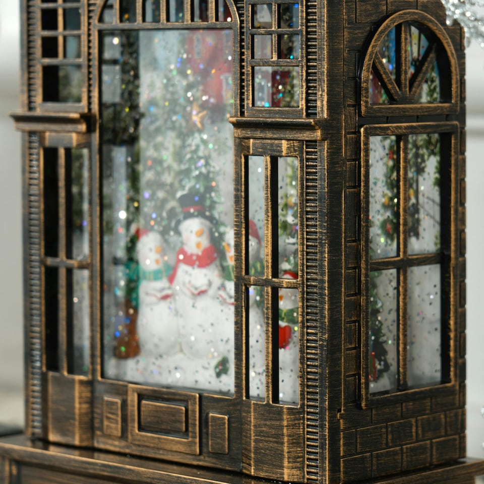 image 1 of HOMCOM Christmas Snow Globe Lantern with Lights for Holiday, Bronze Tone