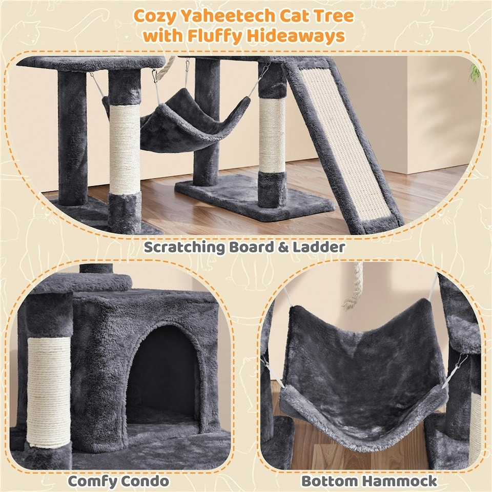 image 1 of Yaheetech Multilevel Plush Kitten Tree Condo Dark Gray