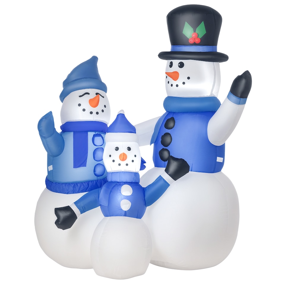 image 1 of HOMCOM 4ft Inflatable Christmas Snowmen Family Xmas LED Outdoor Indoor Holiday Decorations Yard