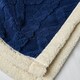 image 3 of BHS Cable Knit Throw with Sherpa Backing, Navy