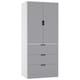 image 2 of 2 Door 3 Drawer Wardrobe with Hanging Rail - Modern Bedroom Storage Furniture | White | White with Grey Doors | 1