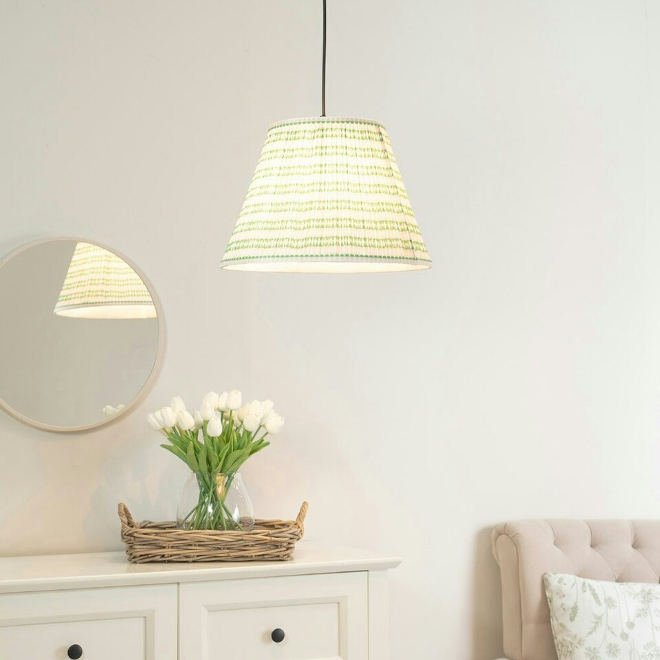 image 1 of ValueLights Riza Tapered Pink Aztec Fabric Pleated Easy Fit Large Lamp Shade with LED Bulb Pink