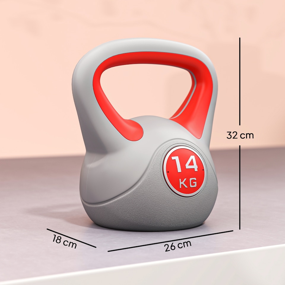 image 1 of SPORTNOW 14kg Kettle Bell with Handle for Home Gym Weight, Red and Grey