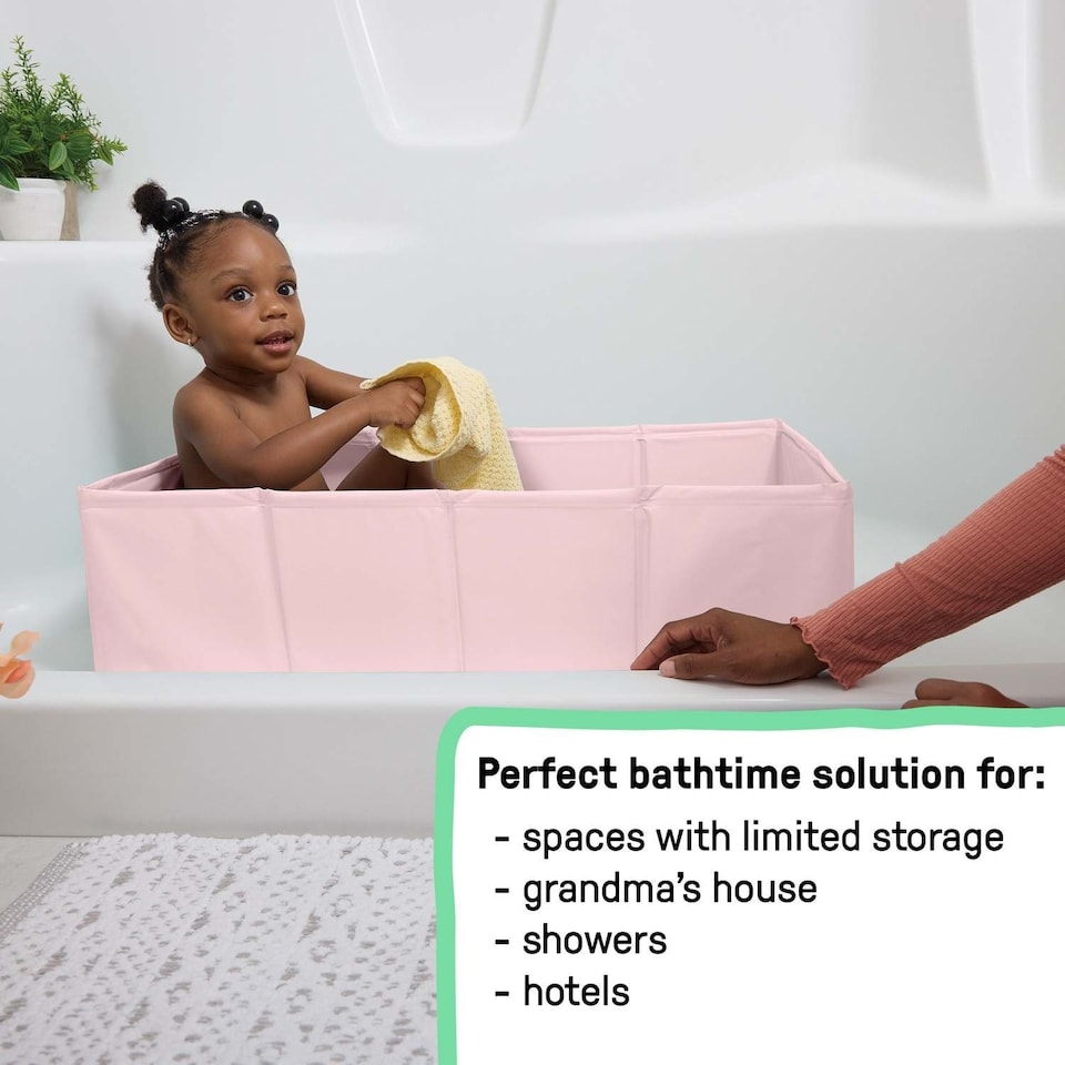 image 1 of Ingenuity Tuckaway Toddler Tub Pink Suitable From 12 Months to 5 Years