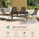 image 3 of Outsunny 4-Piece Stackable Garden Chairs, Black Black | Black