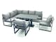image 1 of Fimous Aluminum Outdoor Garden Furniture Set Corner Sofa 2 Chairs Adjustable Rising Lifting Dining Table Sets Dark Grey