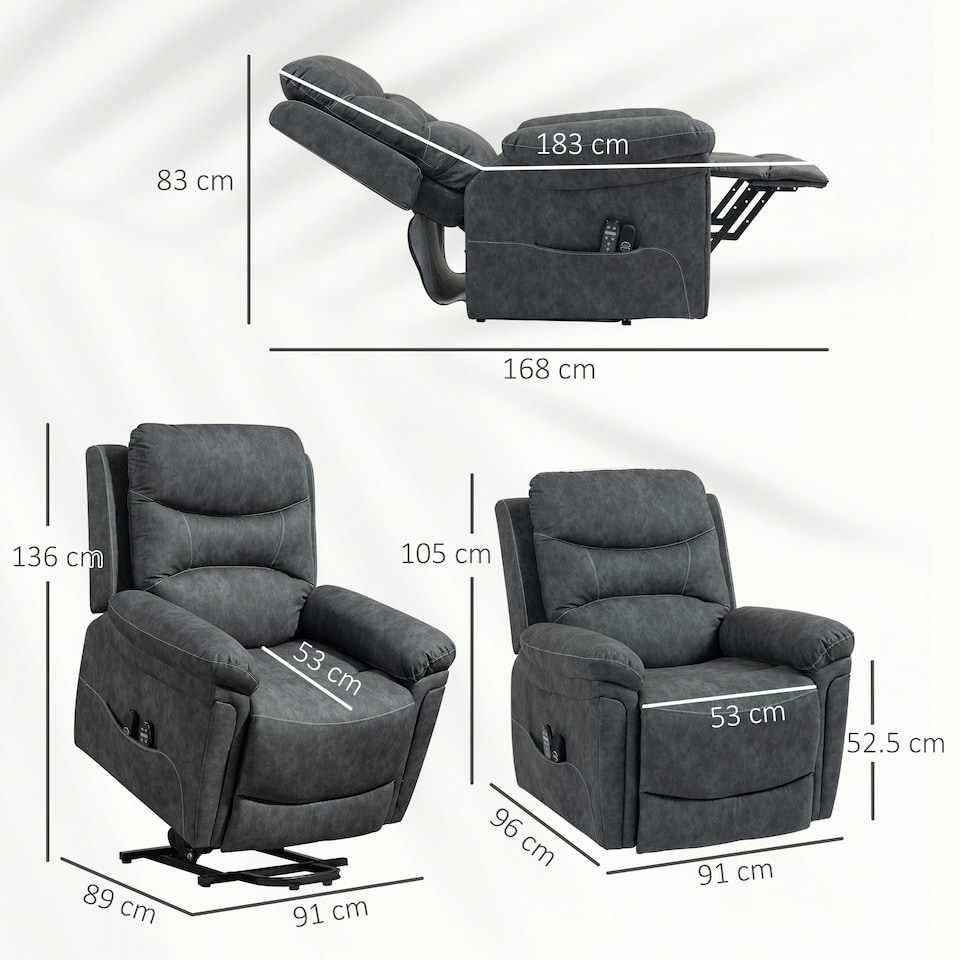 image 1 of HOMCOM Massage Recliner Chair, Lift Chair with Heat, USB, Remote, Grey Grey