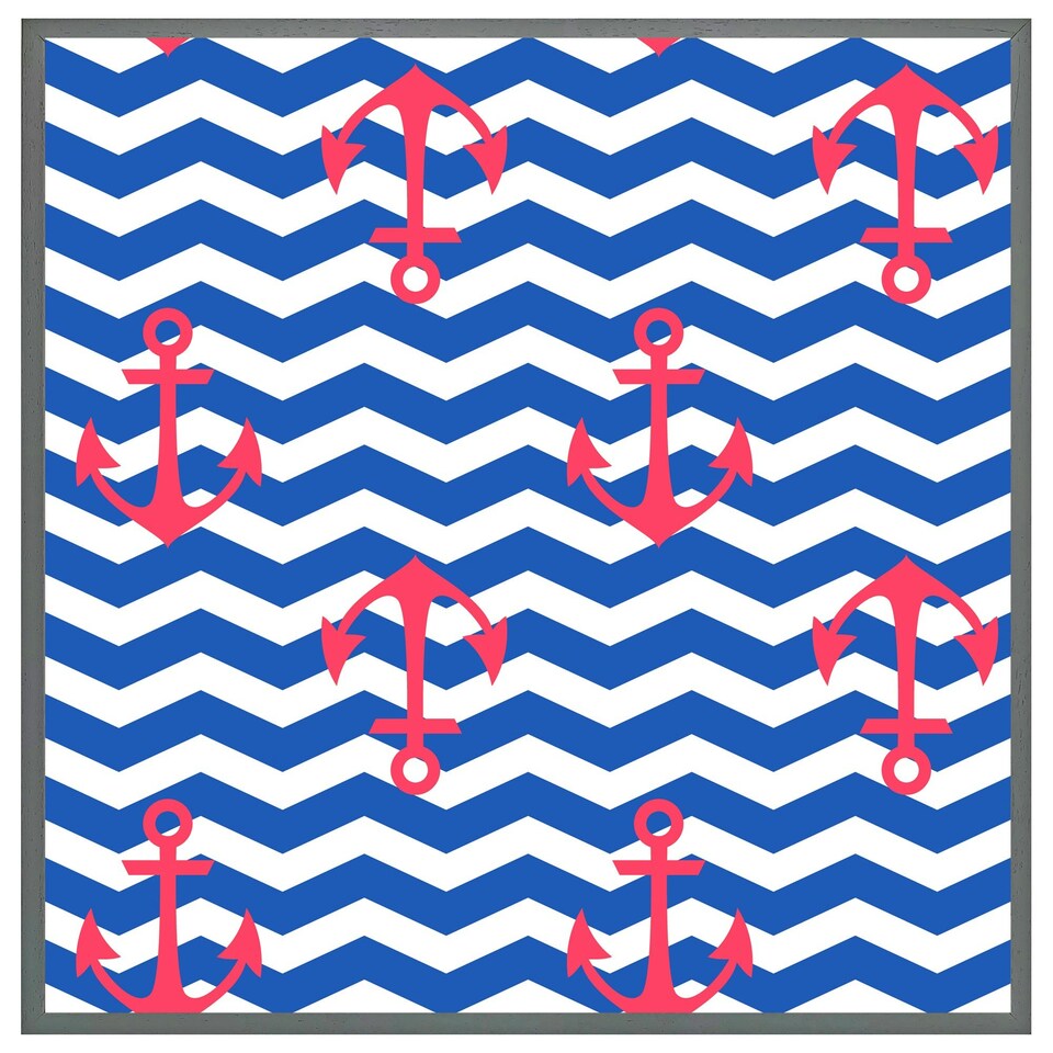 image 1 of Anchors on zig zag stripes (Picture Frame) Brown | M