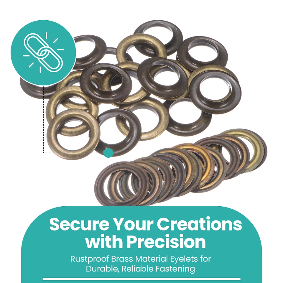 image 1 of 30mm Brass Eyelets with Washers for Arts & DIY Projects - 10 Pcs