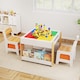 image 7 of COSTWAY Kids Table and 2 Chairs Set Multifunctional Natural