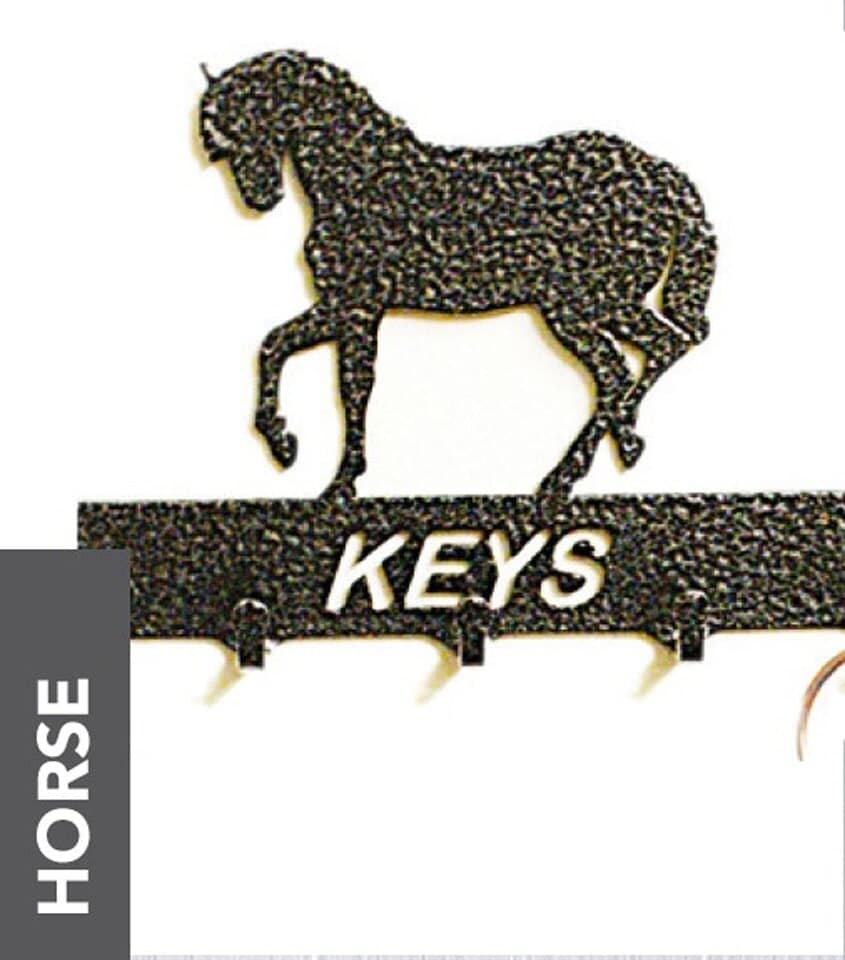Poppyforge Horse Key Holder - Rack - Solid Steel - W15xH9 cm Powder Coated Black