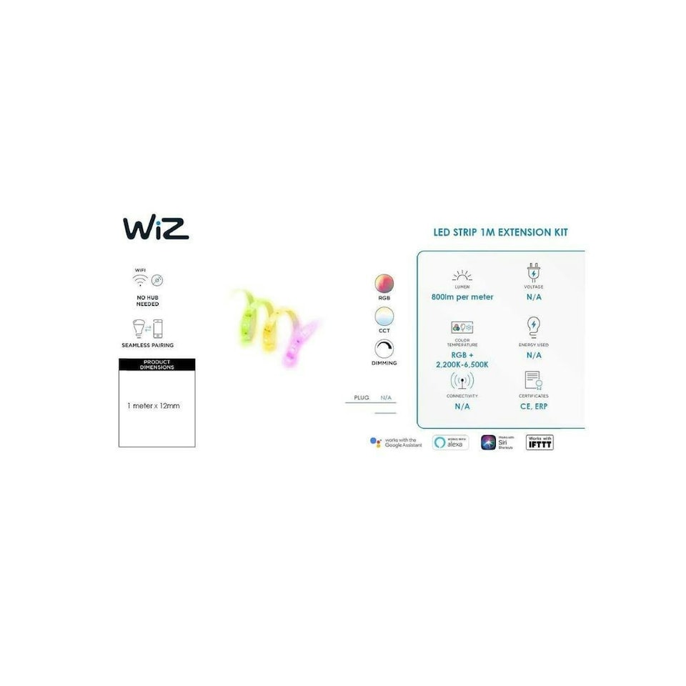 image 1 of WiZ LED Smart Coloured Light Strip 1 Meter Extension
