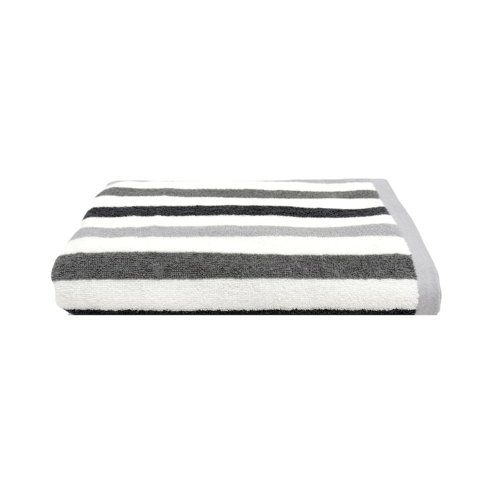 image 1 of Cali Striped Bath Towel 70 x 140cm 100% Cotton - Grey
