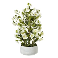 Hill Interiors Hellebore Artificial Potted Plant - White/Grey - 85cm x 52cm x 52cm